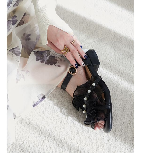  「パールシアーフリルサンダル」|サンダル|