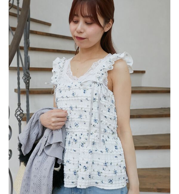  「カットレースリボンキャミソール」|キャミソール|