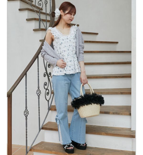  「カットレースリボンキャミソール」|キャミソール|