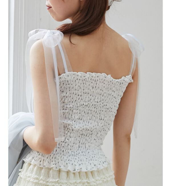  「カップ付ダブルリボンキャミソール」|キャミソール|