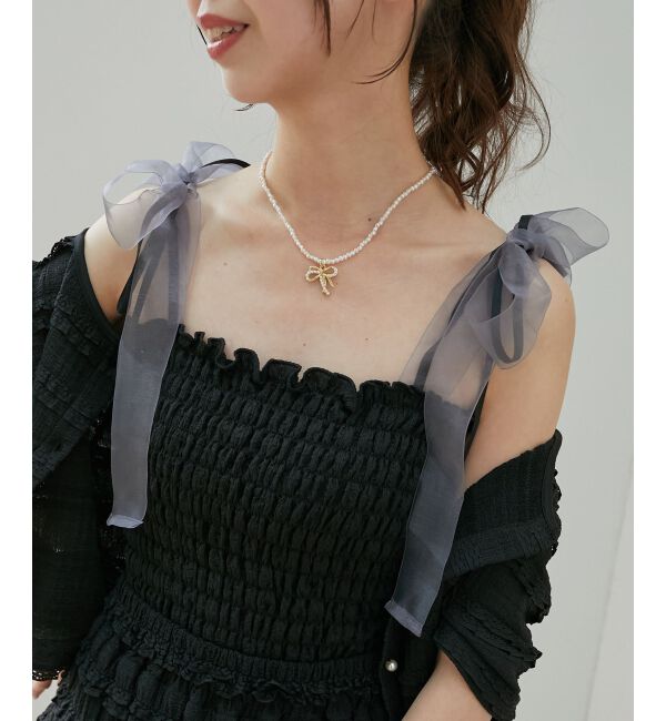  「カップ付ダブルリボンキャミソール」|キャミソール|