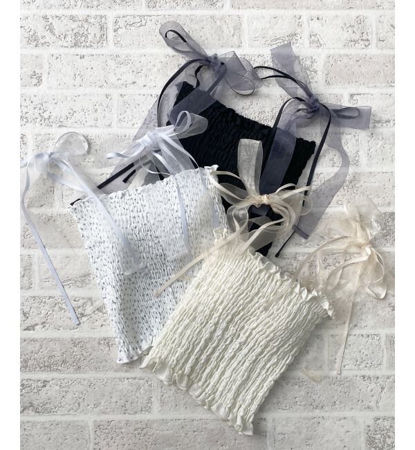  「カップ付ダブルリボンキャミソール」|キャミソール|