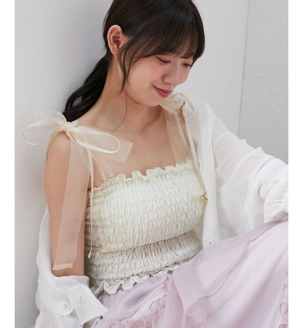  「カップ付ダブルリボンキャミソール」|キャミソール|