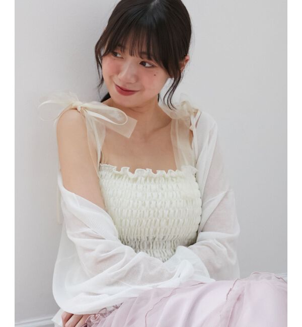  「カップ付ダブルリボンキャミソール」|キャミソール|