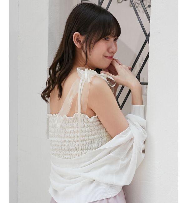  「カップ付ダブルリボンキャミソール」|キャミソール|