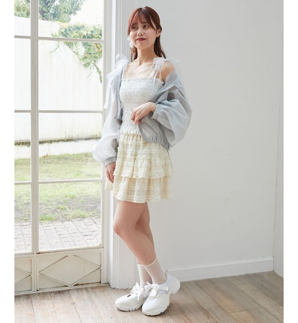  「カップ付ダブルリボンキャミソール」|キャミソール|