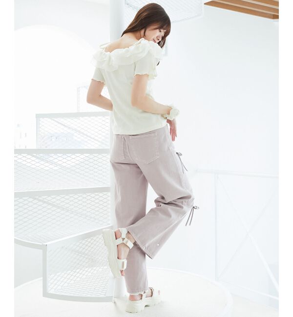  「シアーフリルオフショルカットトップス」|Tシャツ・カットソー|