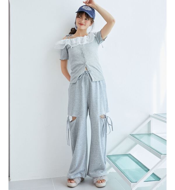  「シアーフリルオフショルカットトップス」|Tシャツ・カットソー|