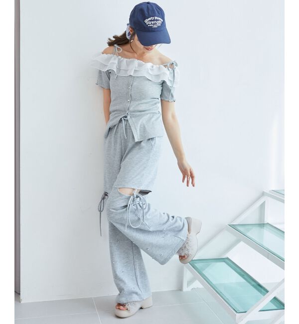  「シアーフリルオフショルカットトップス」|Tシャツ・カットソー|