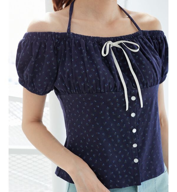  「リボン付きホルターネックカットソー」|Tシャツ・カットソー|