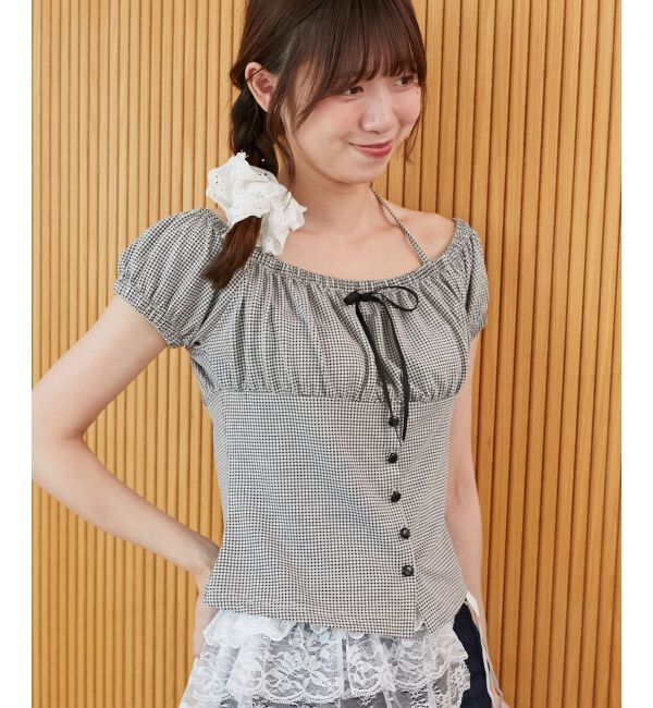  「リボン付きホルターネックカットソー」|Tシャツ・カットソー|