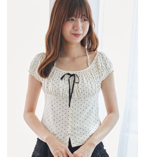  「リボン付きホルターネックカットソー」|Tシャツ・カットソー|