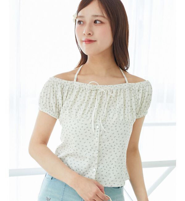  「リボン付きホルターネックカットソー」|Tシャツ・カットソー|アイボリー