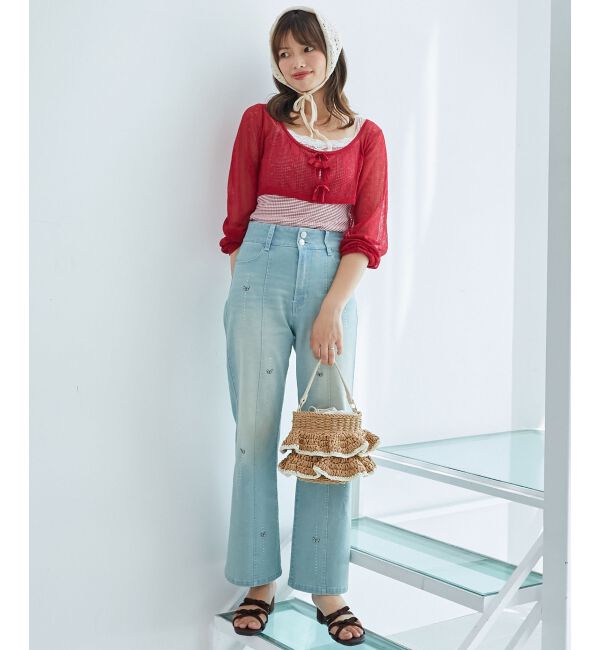  「透かしリボンニット&times;キャミセット」|ニット・セーター|