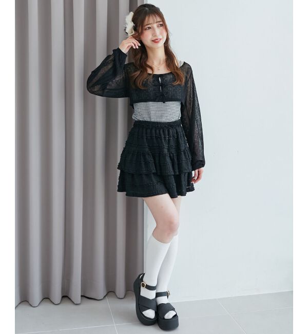  「透かしリボンニット&times;キャミセット」|ニット・セーター|