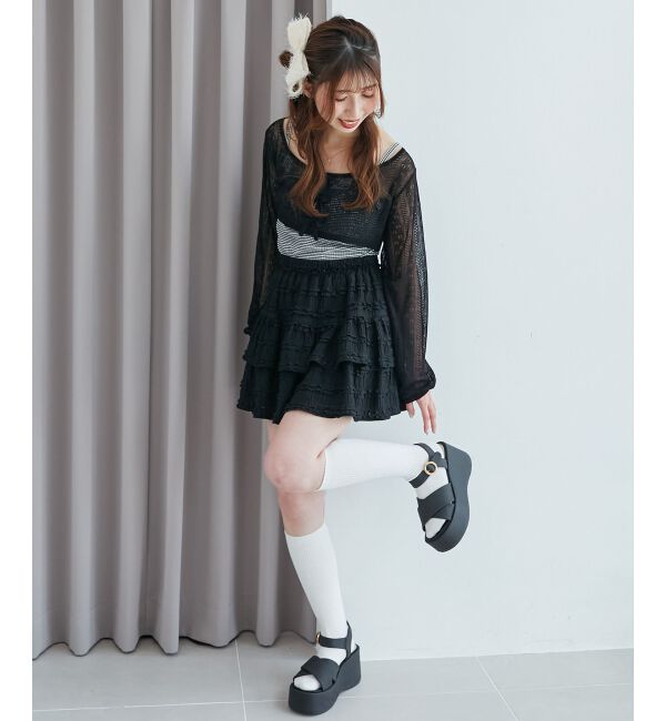  「透かしリボンニット&times;キャミセット」|ニット・セーター|