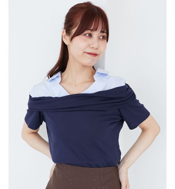  「シャツドッキングオフショルトップス」|Tシャツ・カットソー|