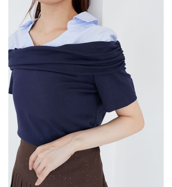  「シャツドッキングオフショルトップス」|Tシャツ・カットソー|