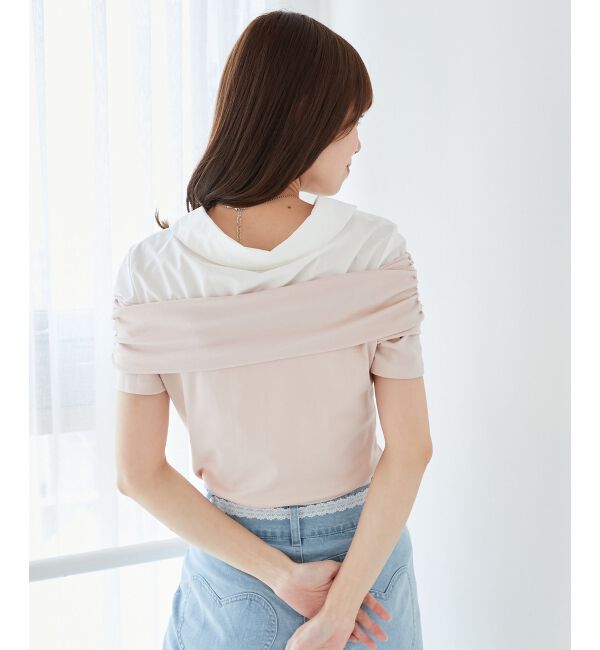  「シャツドッキングオフショルトップス」|Tシャツ・カットソー|