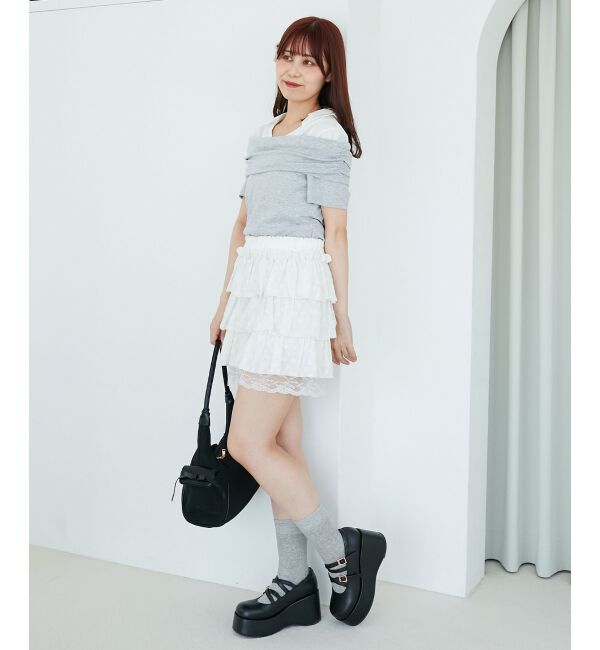  「シャツドッキングオフショルトップス」|Tシャツ・カットソー|