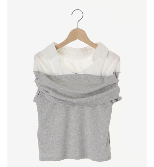  「シャツドッキングオフショルトップス」|Tシャツ・カットソー|