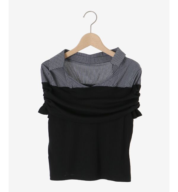  「シャツドッキングオフショルトップス」|Tシャツ・カットソー|