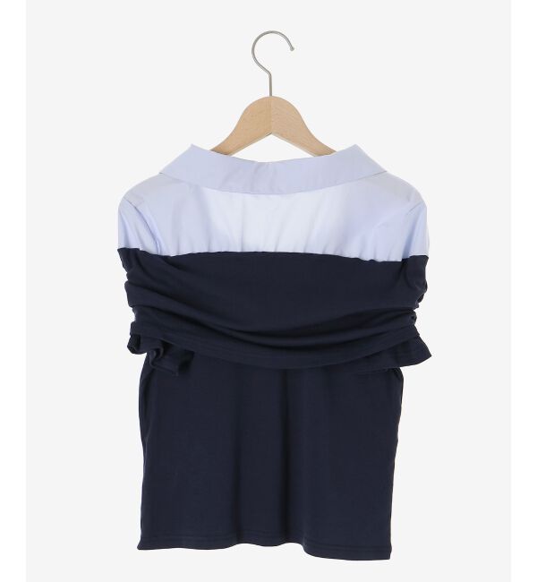  「シャツドッキングオフショルトップス」|Tシャツ・カットソー|