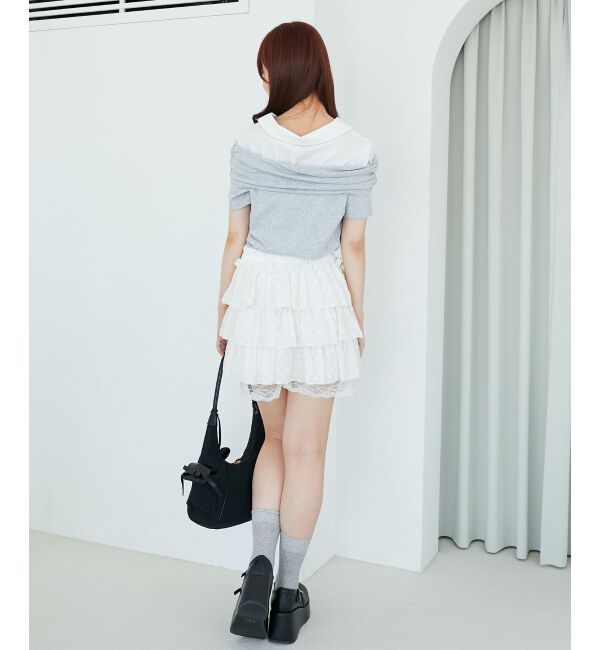  「シャツドッキングオフショルトップス」|Tシャツ・カットソー|