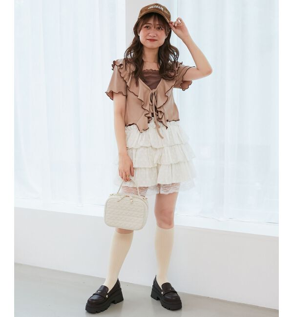  「メロウフリルレイヤードカットトップス」|Tシャツ・カットソー|