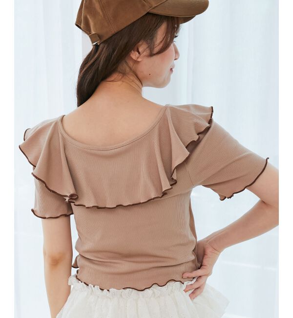  「メロウフリルレイヤードカットトップス」|Tシャツ・カットソー|