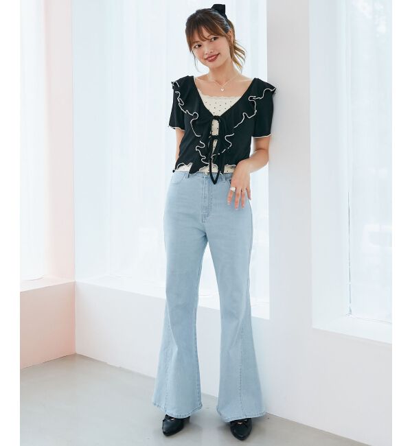  「メロウフリルレイヤードカットトップス」|Tシャツ・カットソー|