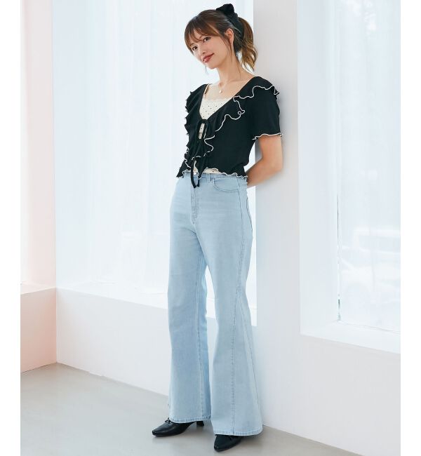  「メロウフリルレイヤードカットトップス」|Tシャツ・カットソー|