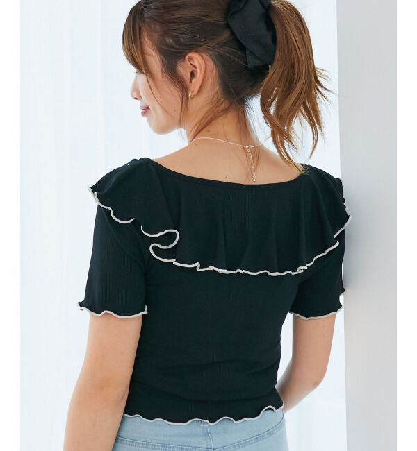  「メロウフリルレイヤードカットトップス」|Tシャツ・カットソー|