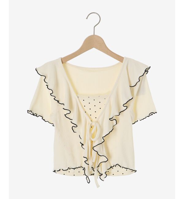  「メロウフリルレイヤードカットトップス」|Tシャツ・カットソー|