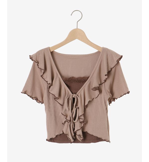  「メロウフリルレイヤードカットトップス」|Tシャツ・カットソー|