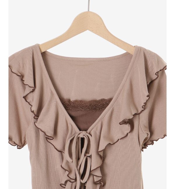  「メロウフリルレイヤードカットトップス」|Tシャツ・カットソー|