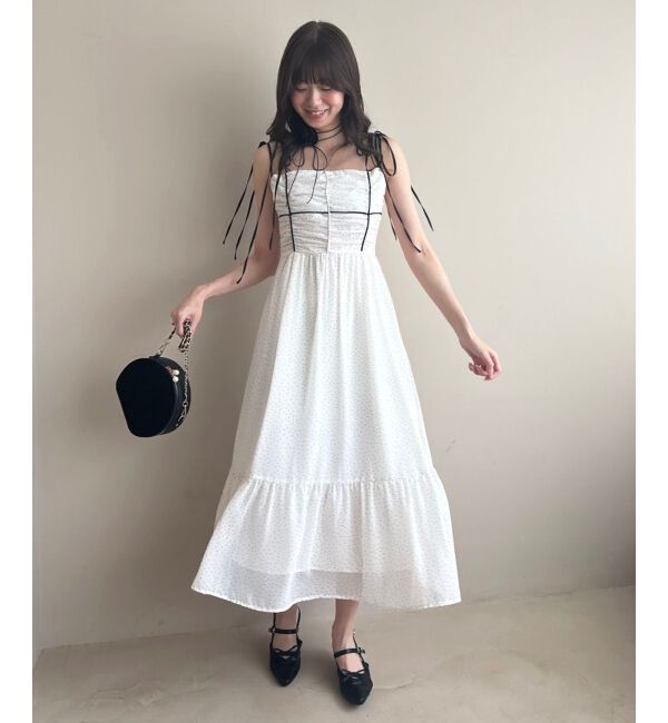  「バイカラーリボンキャミワンピース」|ワンピース|