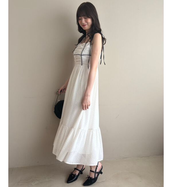  「バイカラーリボンキャミワンピース」|ワンピース|