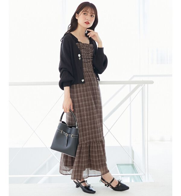  「バイカラーリボンキャミワンピース」|ワンピース|