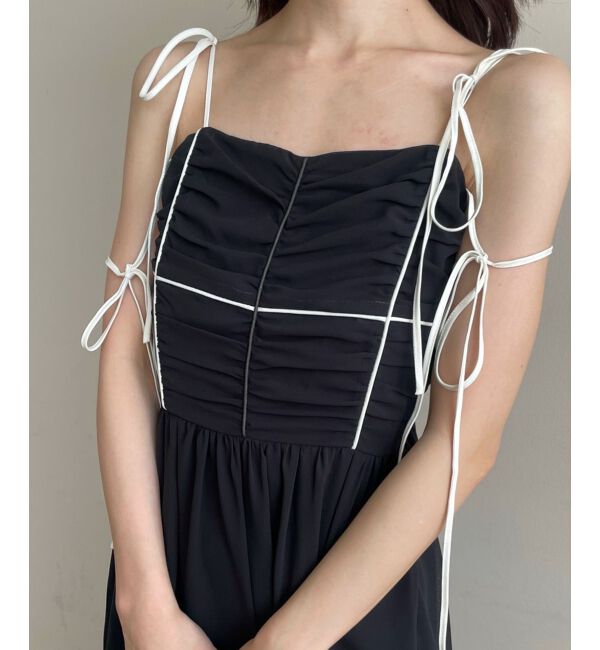  「バイカラーリボンキャミワンピース」|ワンピース|