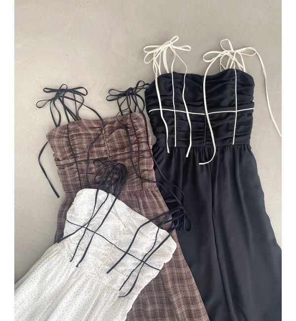  「バイカラーリボンキャミワンピース」|ワンピース|