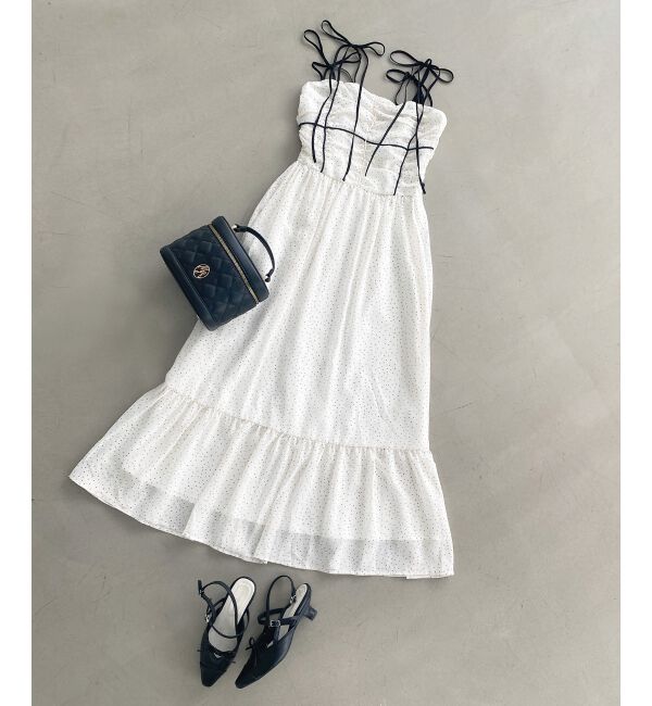  「バイカラーリボンキャミワンピース」|ワンピース|