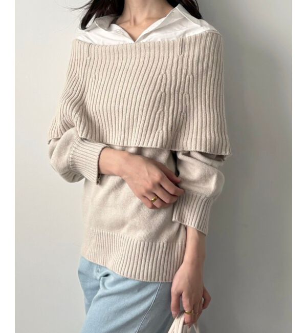  「シャツドッキングミディ丈ニット」|ニット・セーター|