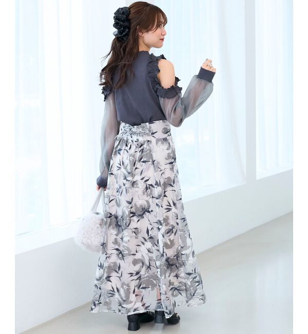  「オープンショルダーフリルカットトップス」|Tシャツ・カットソー|