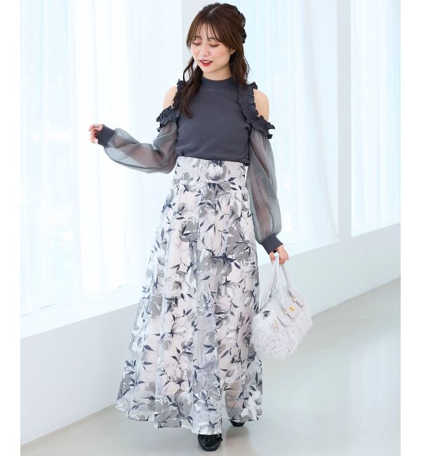  「オープンショルダーフリルカットトップス」|Tシャツ・カットソー|