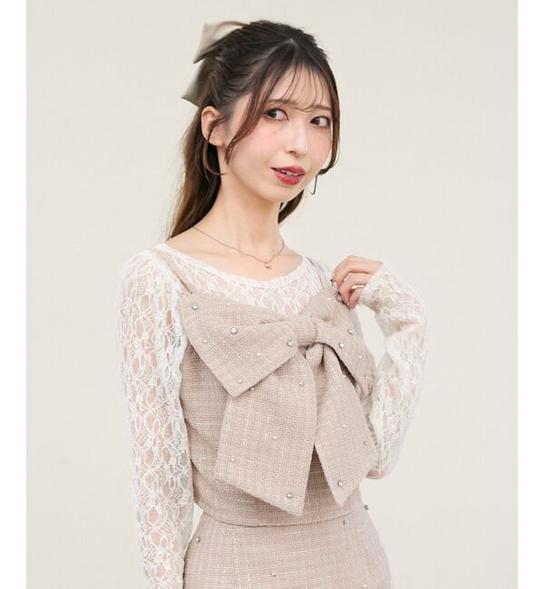  「ビッグリボンビジュービスチェ」|キャミソール|