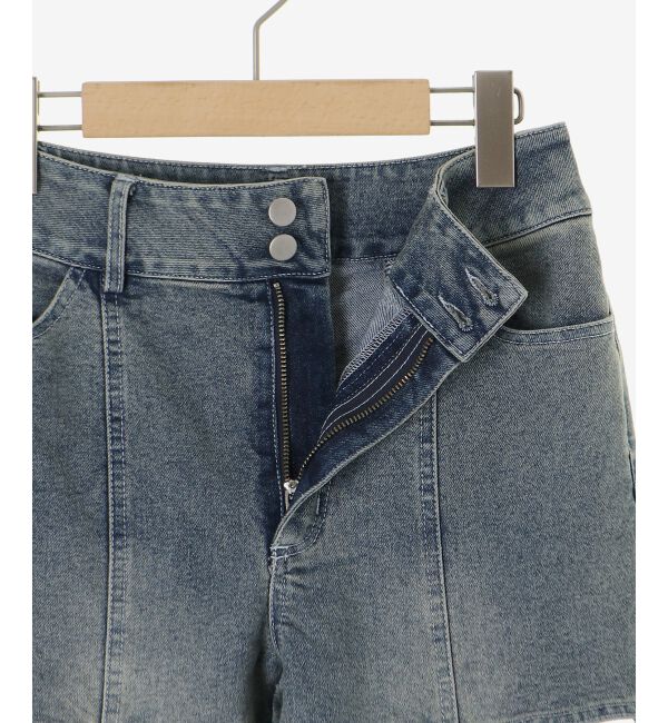  「スリットビジューフレアデニムパンツ」|デニム|