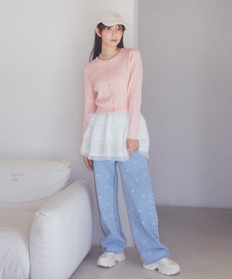 earth music&ecology「リボンプリントデニムパンツ」|デニム|