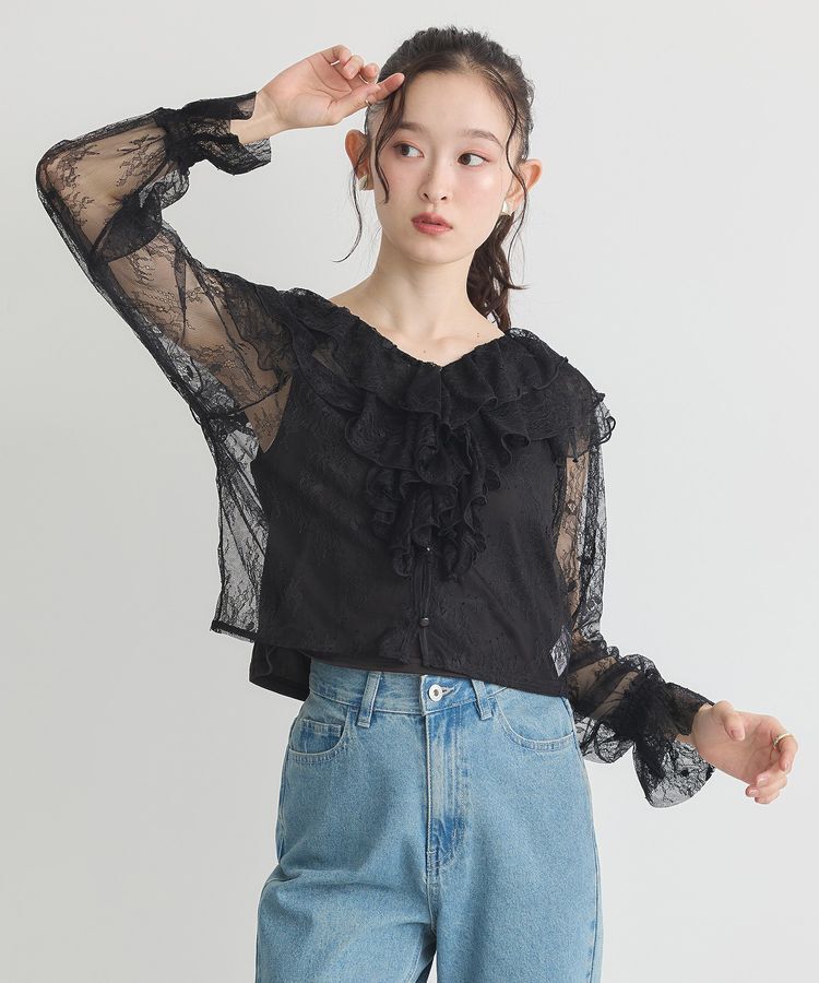 earth music&ecology「SET2点ラッフルレースブラウス＋キャミソール」|シャツ・ブラウス|