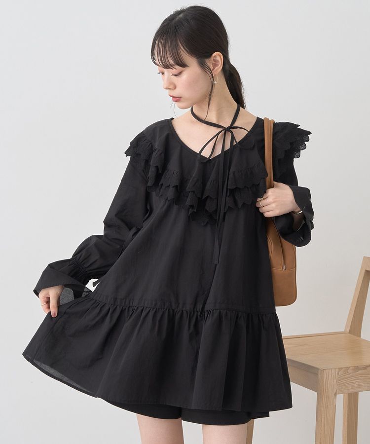 earth music&ecology「サイドリボンラッフルミニワンピース」|ワンピース|